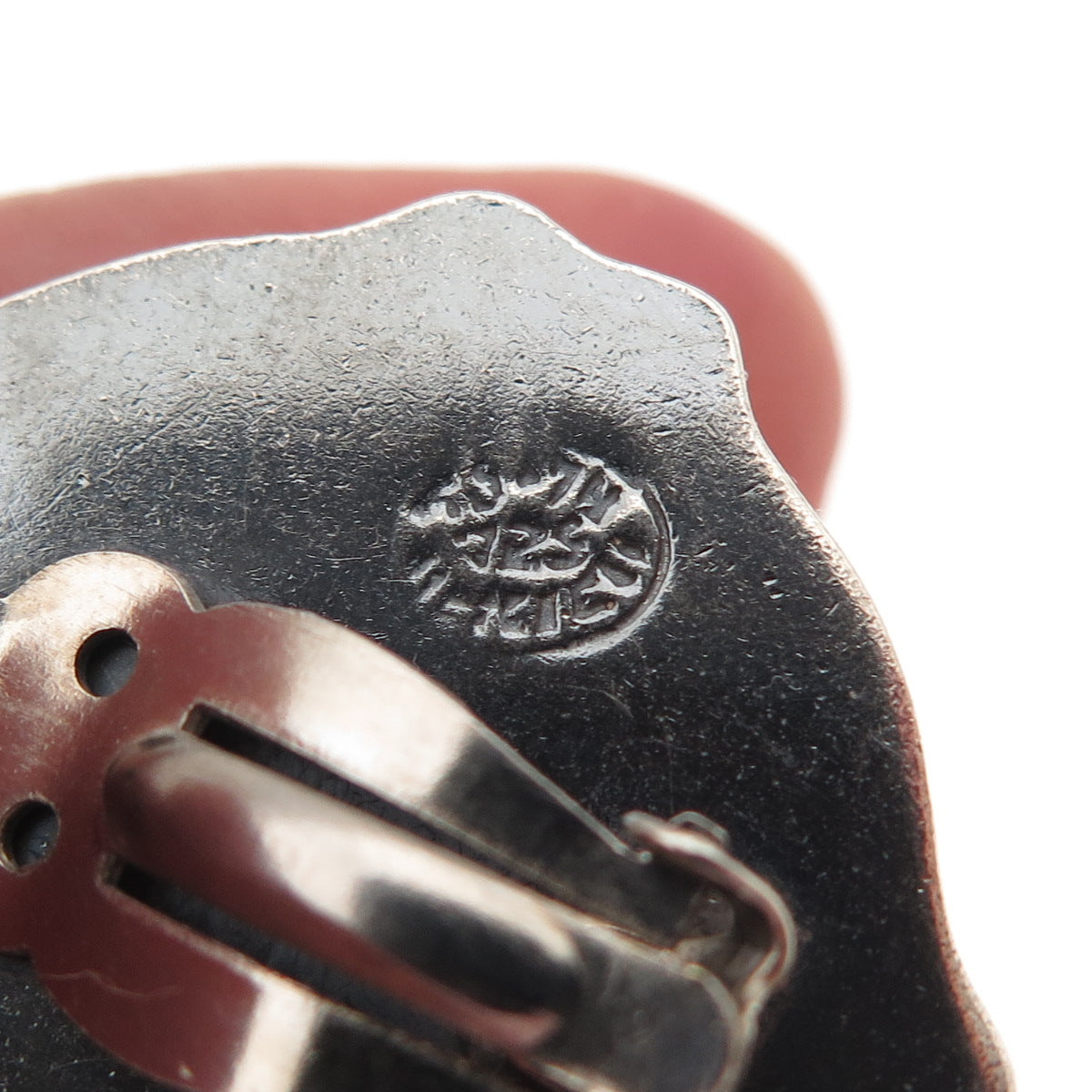 925 Sterling Silver Vintage Mexico Modernist Cross Oxidized Clip On Earrings