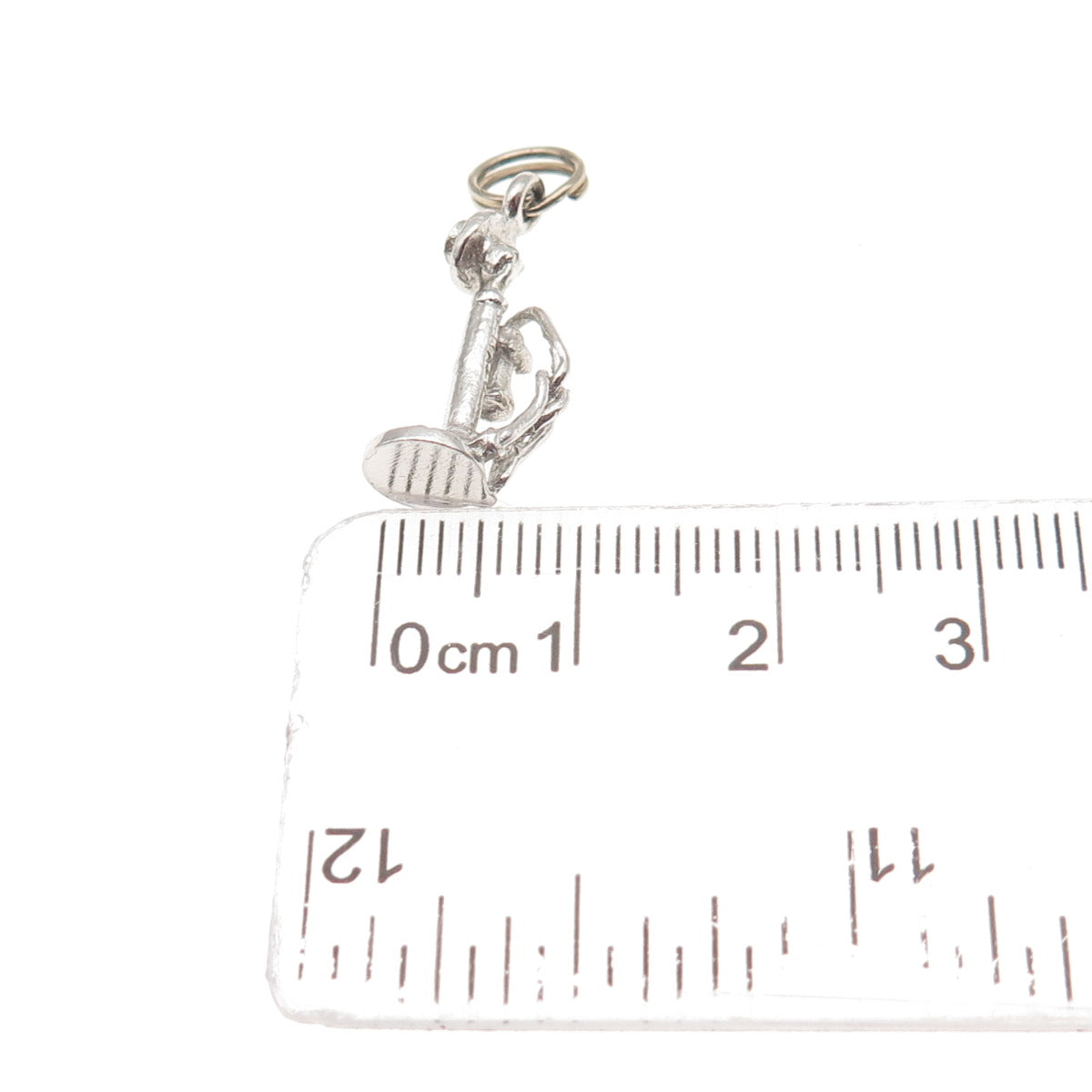 925 Sterling Silver Antique Art Deco Candlestick Phone 3D Mini Charm Pendant
