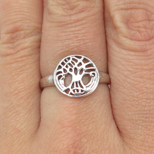 925 Sterling Silver Vintage Tree of Life Ring Size 7.75