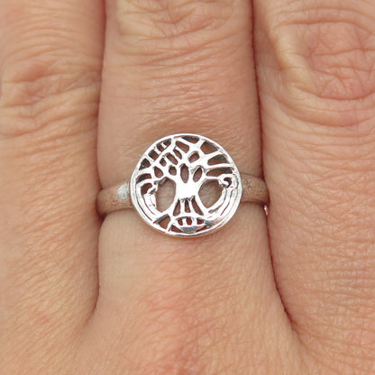 925 Sterling Silver Vintage Tree of Life Ring Size 7.75