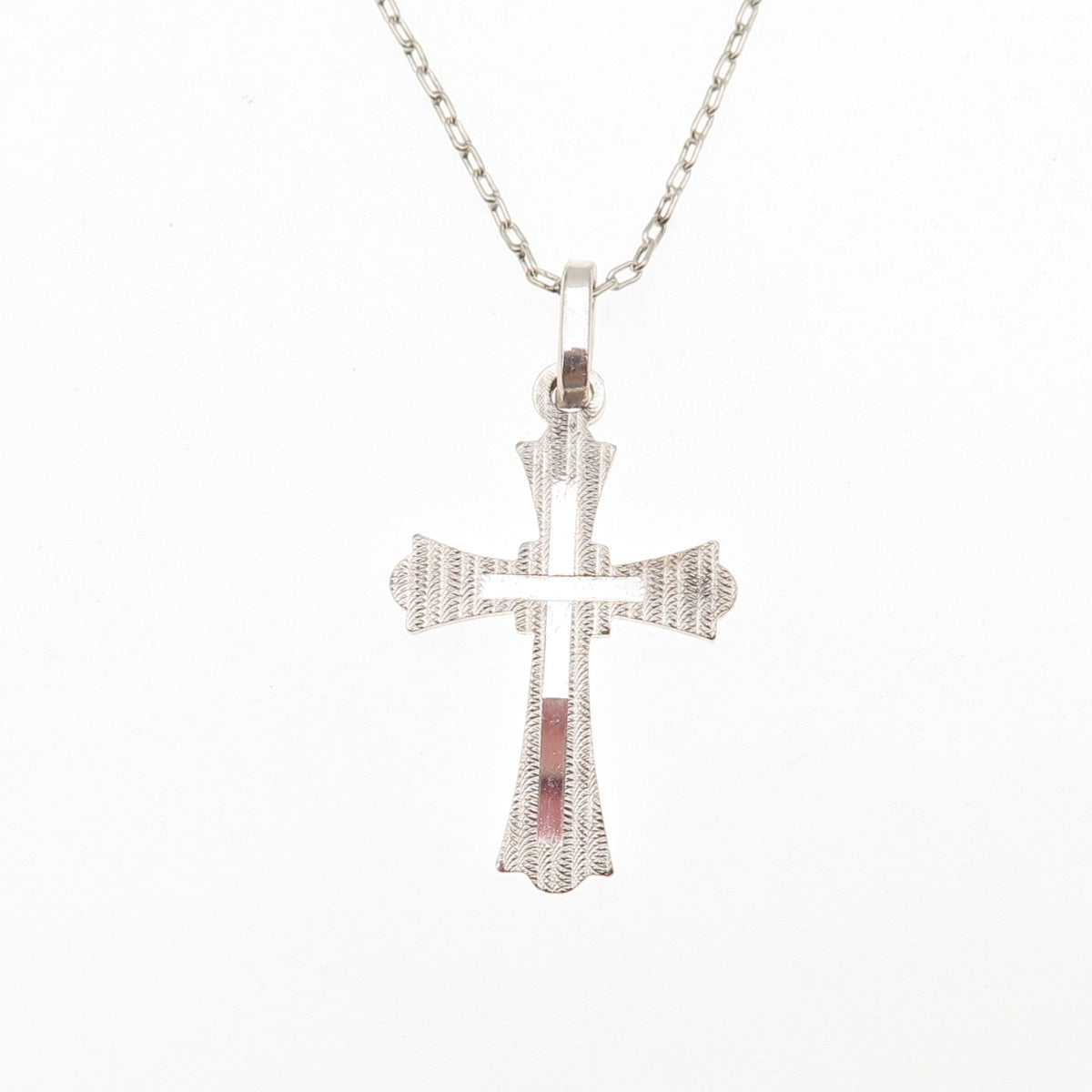 800 Silver Vintage Cross Religious Cable Chain Necklace 26"