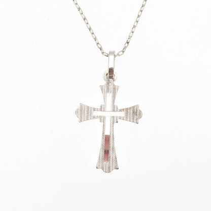800 Silver Vintage Cross Religious Cable Chain Necklace 26"