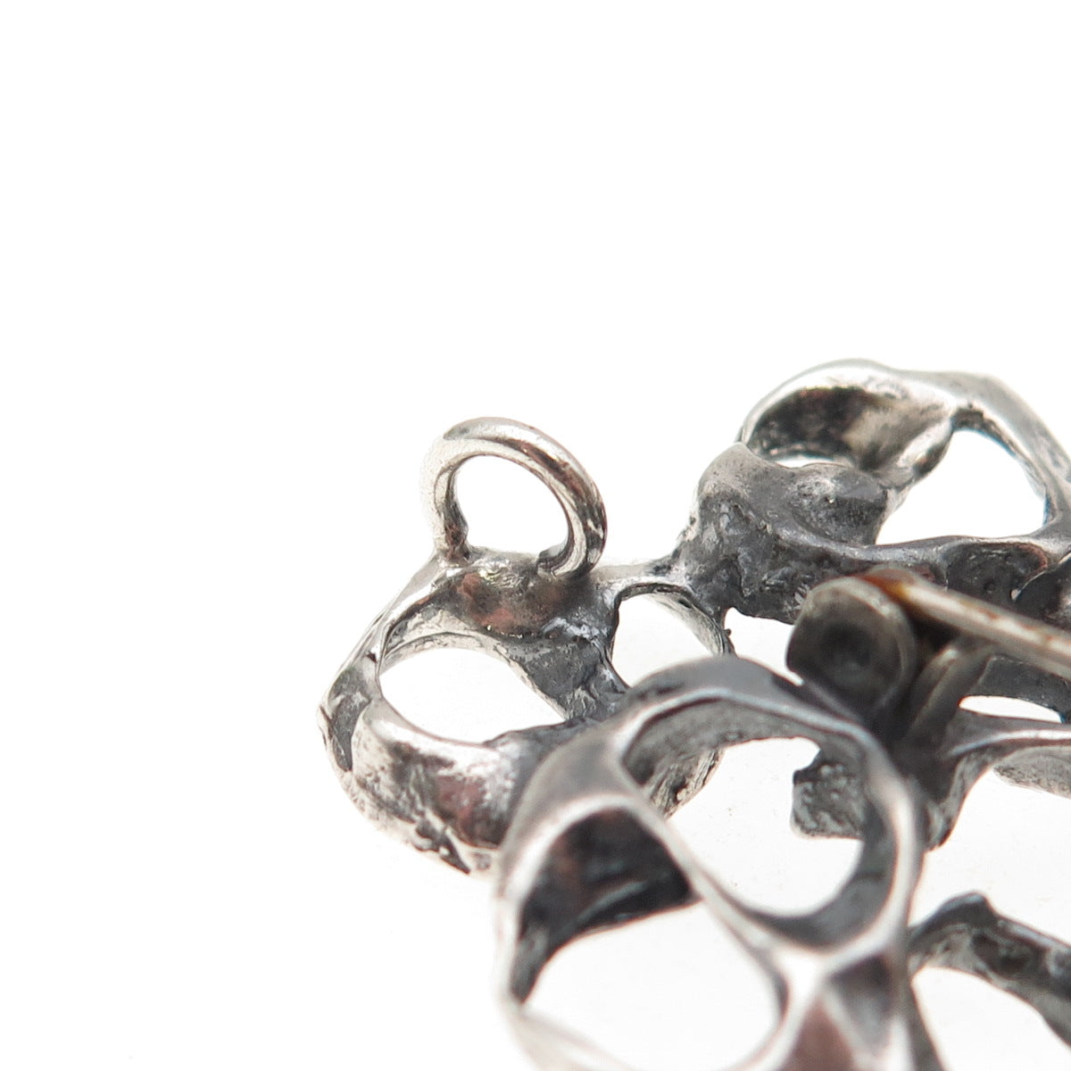 925 Sterling Silver Vintage Modernist Oxidized Pin Brooch / Pendant