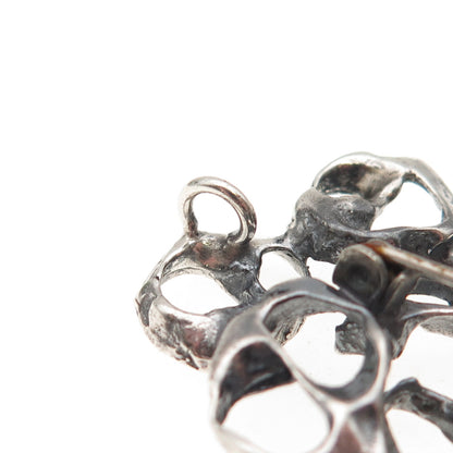 925 Sterling Silver Vintage Modernist Oxidized Pin Brooch / Pendant