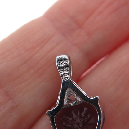 SAI 925 Sterling Silver Real Diamond Accent & Heart-Cut Amethyst Mini Pendant