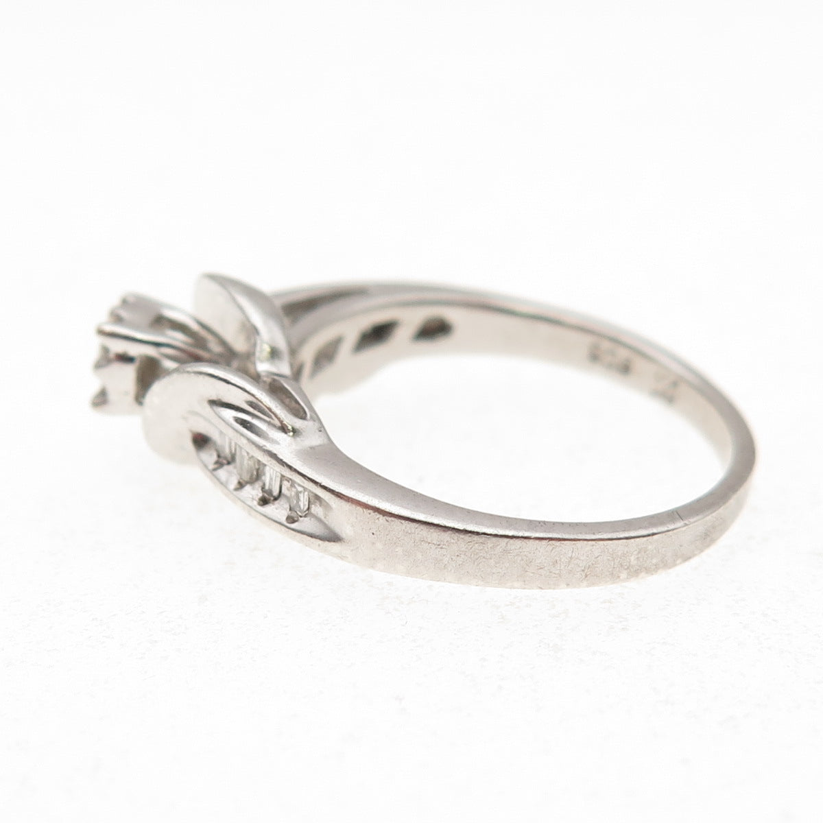 925 Sterling Silver Real Diamond Engagement Ring Size 7