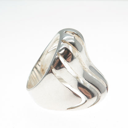 925 Sterling Silver Vintage Modernist Wavy Ring Size 6.25