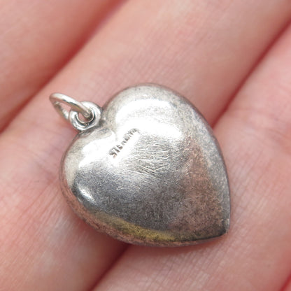 925 Sterling Silver Antique Art Deco Chatelaine Heart Minimalist Charm Pendant
