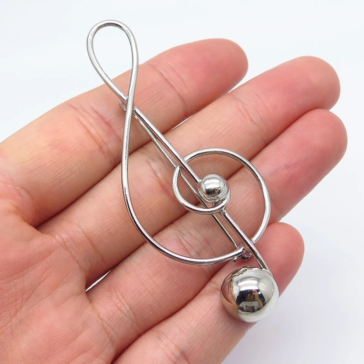 925 Sterling Silver Vintage Lang Treble Clef Music Pin Brooch