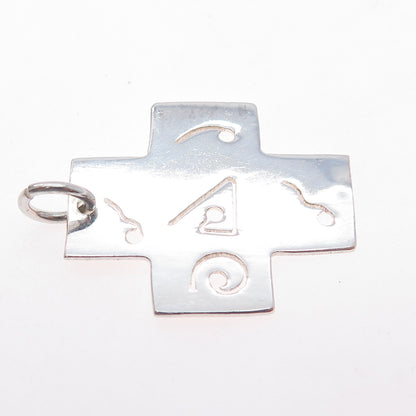 925 Sterling Silver Vintage Ethnic Symbol Cross Charm Pendant