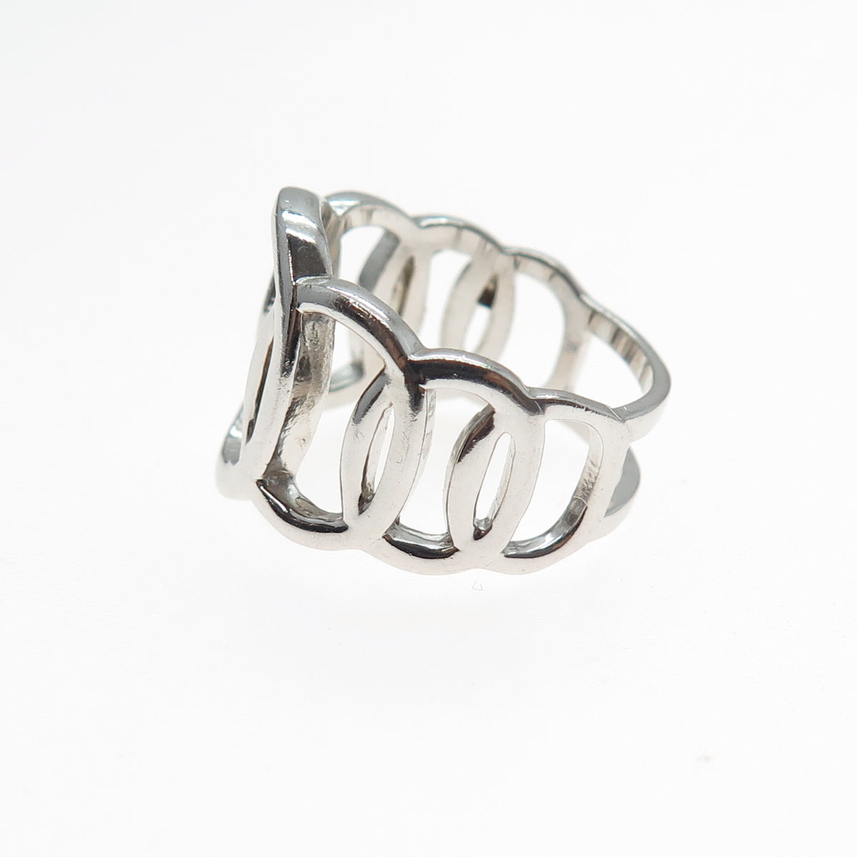 925 Sterling Silver Vintage Interlocked Circle Ring Size 7.25