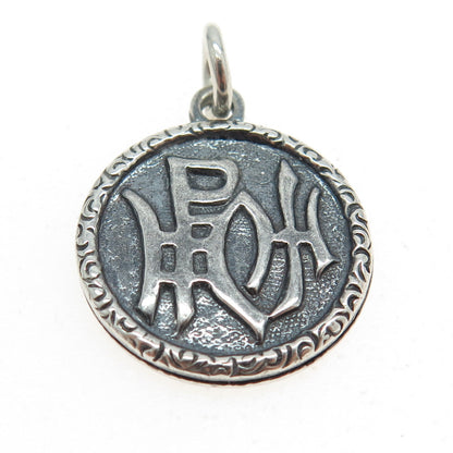 925 Sterling Silver Antique Art Deco Runic Symbols Charm Pendant
