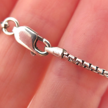 925 Sterling Silver Vintage Round Box Chain Necklace 18"