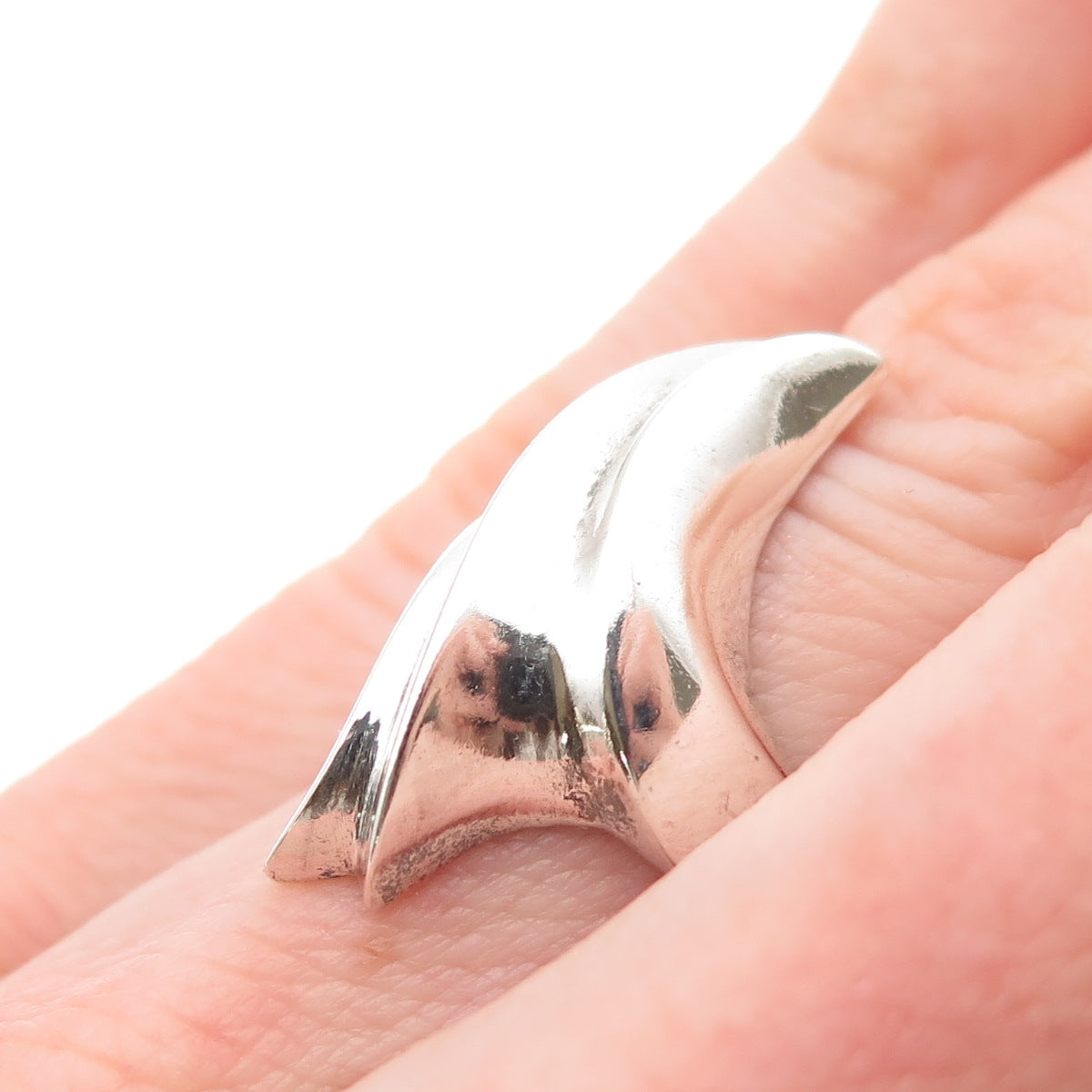 925 Sterling Silver Vintage Modernist Bypass Ring Size 4.75