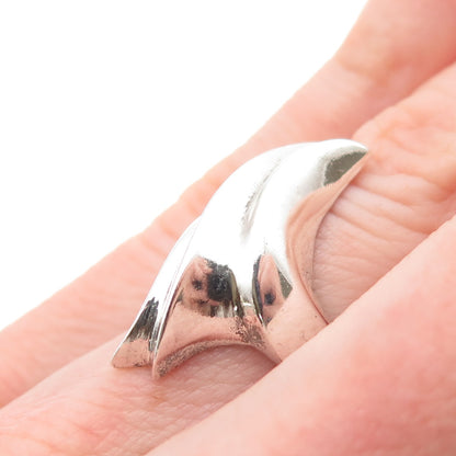 925 Sterling Silver Vintage Modernist Bypass Ring Size 4.75
