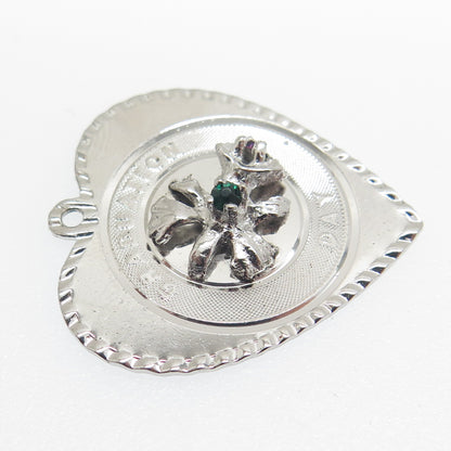 TOWN & COUTRY Sterling Silver Vintage Rhinestone "Graduation Day" Heart Pendant