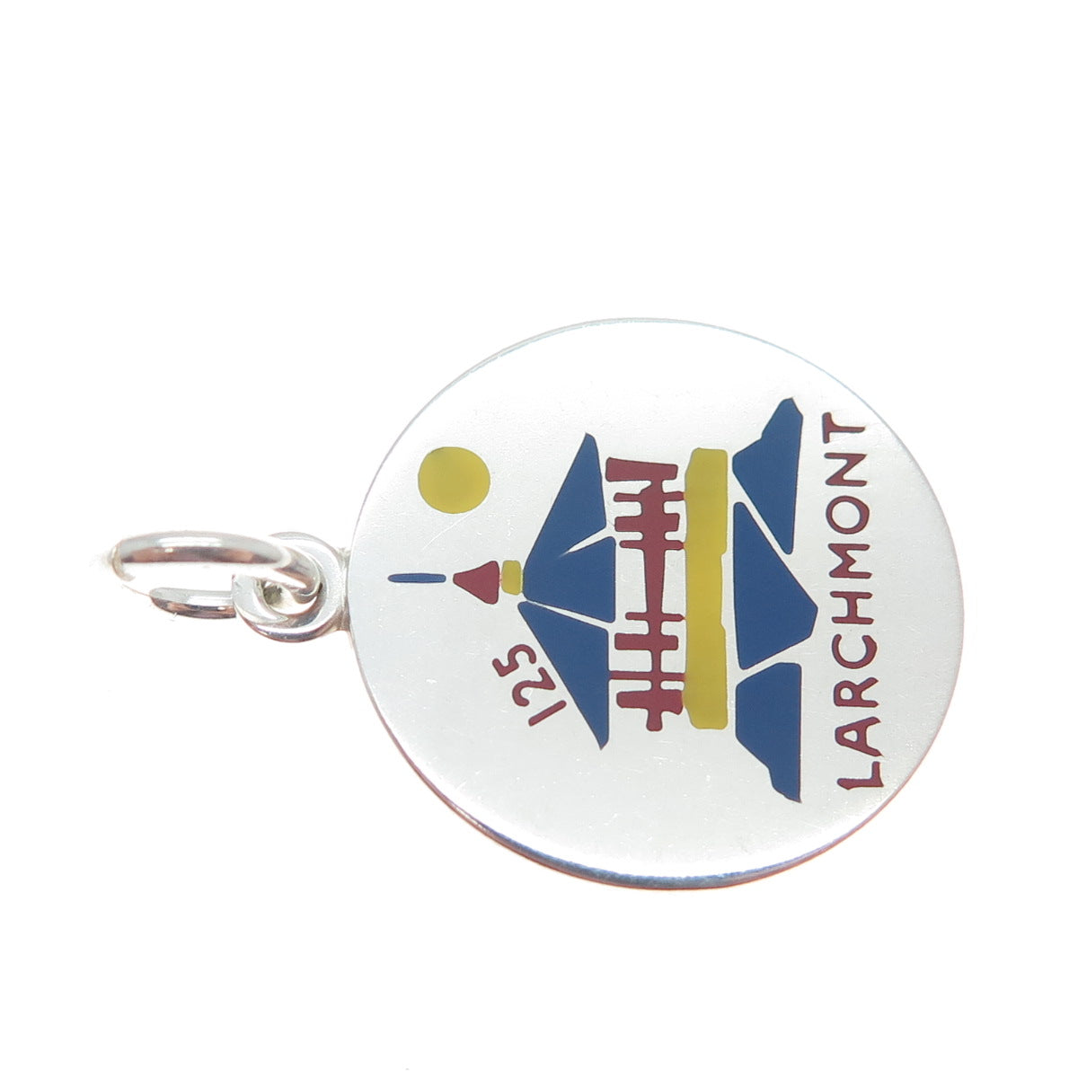 CHARLES THOMAE 925 Sterling Silver Vintage Enamel Larchmont Charm Pendant