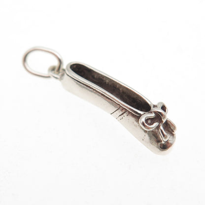 Sunwest 925 Sterling Silver Vintage Ballet Shoe 3D Mini Charm Pendant