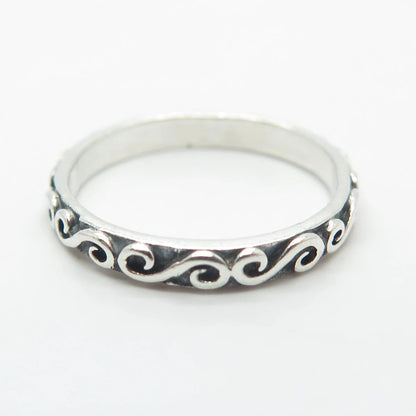 925 Sterling Silver Vintage Swirl Band Ring Size 5.25
