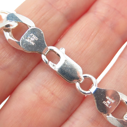 925 Sterling Silver Vintage Italy Figaro Link Bracelet 7.75"