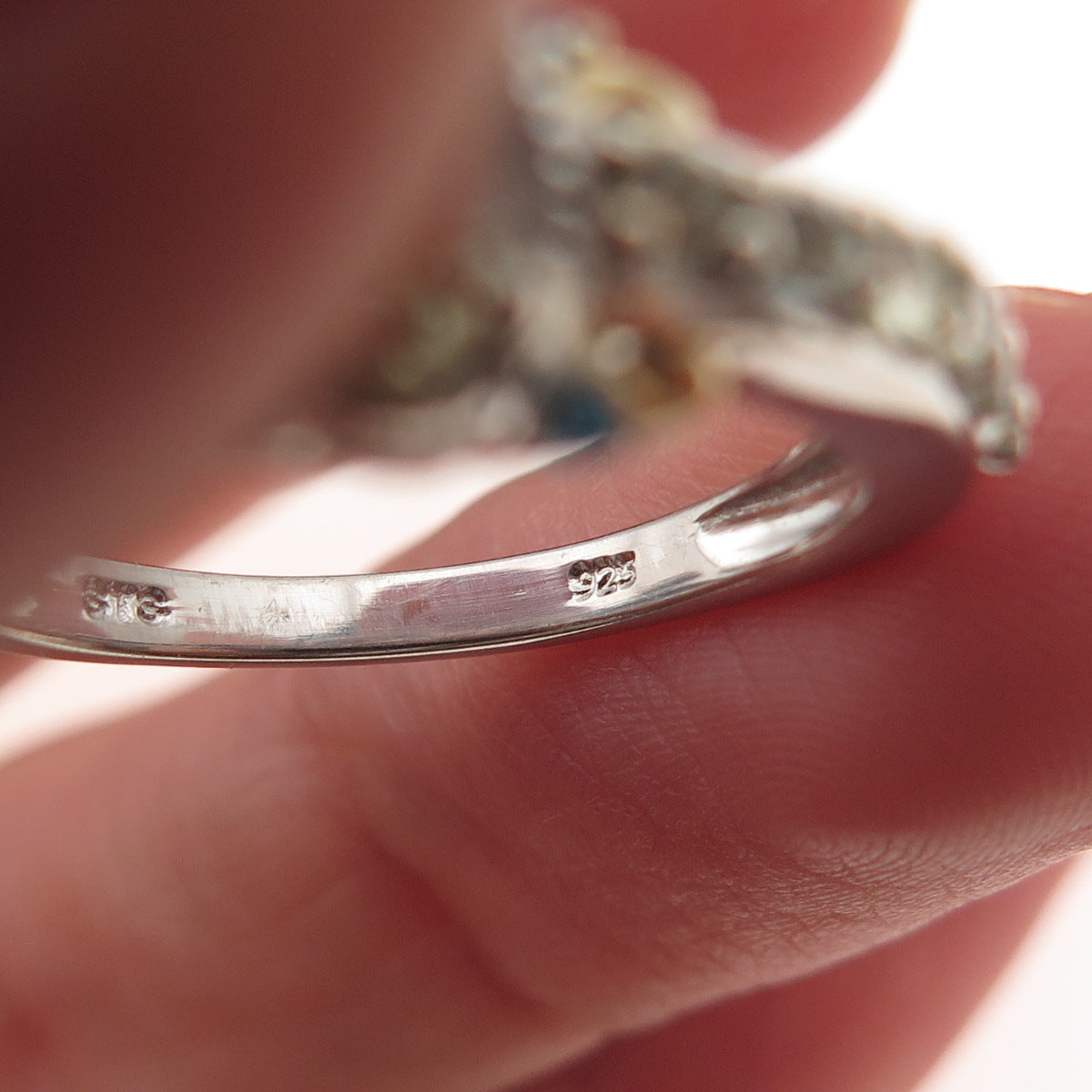 Chuck Clemency Sterling Silver 2-Tone Real Green Amethyst & Apatite Ring Size 8