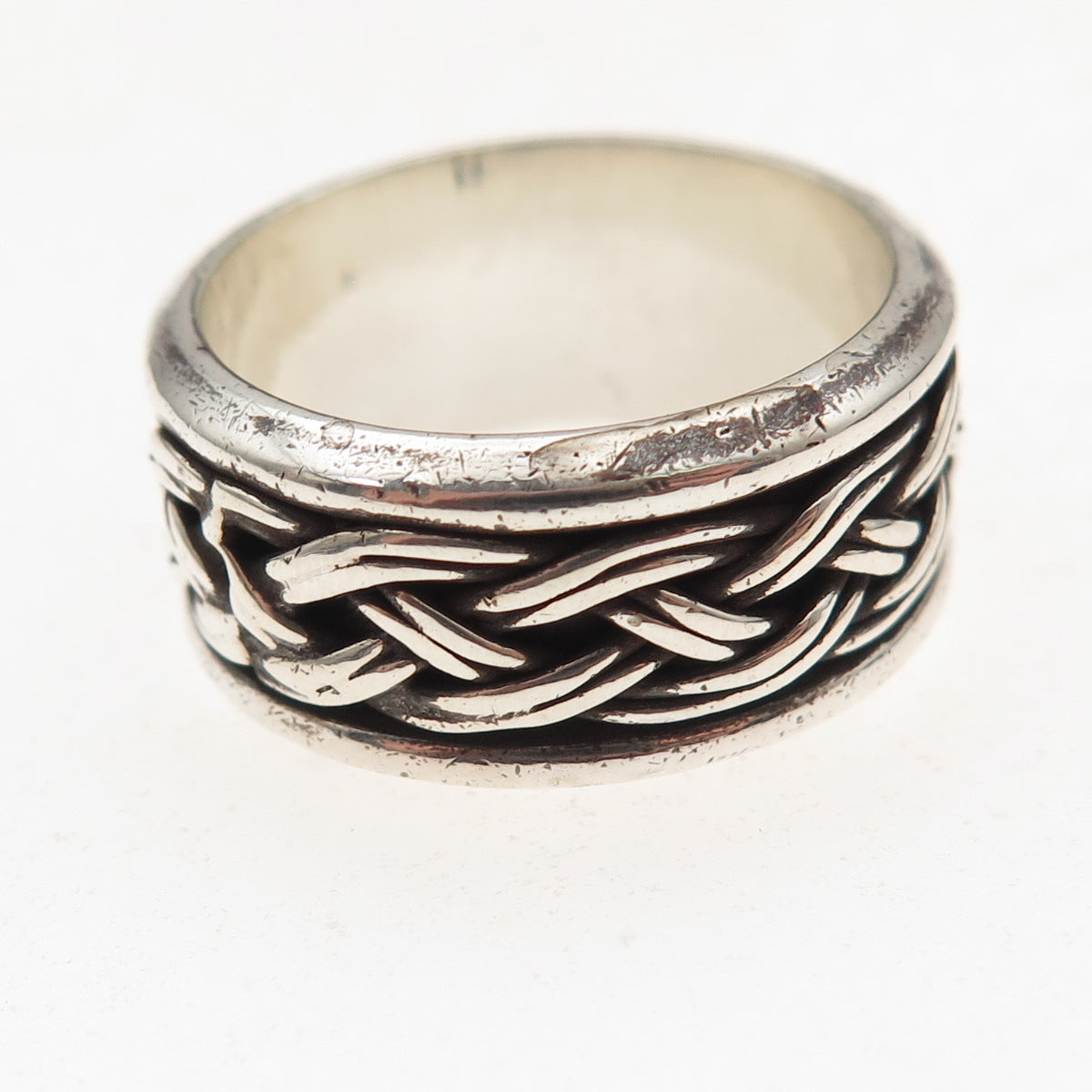 925 Sterling Silver Vintage Mexico Braided Oxidized Band Ring Size 10