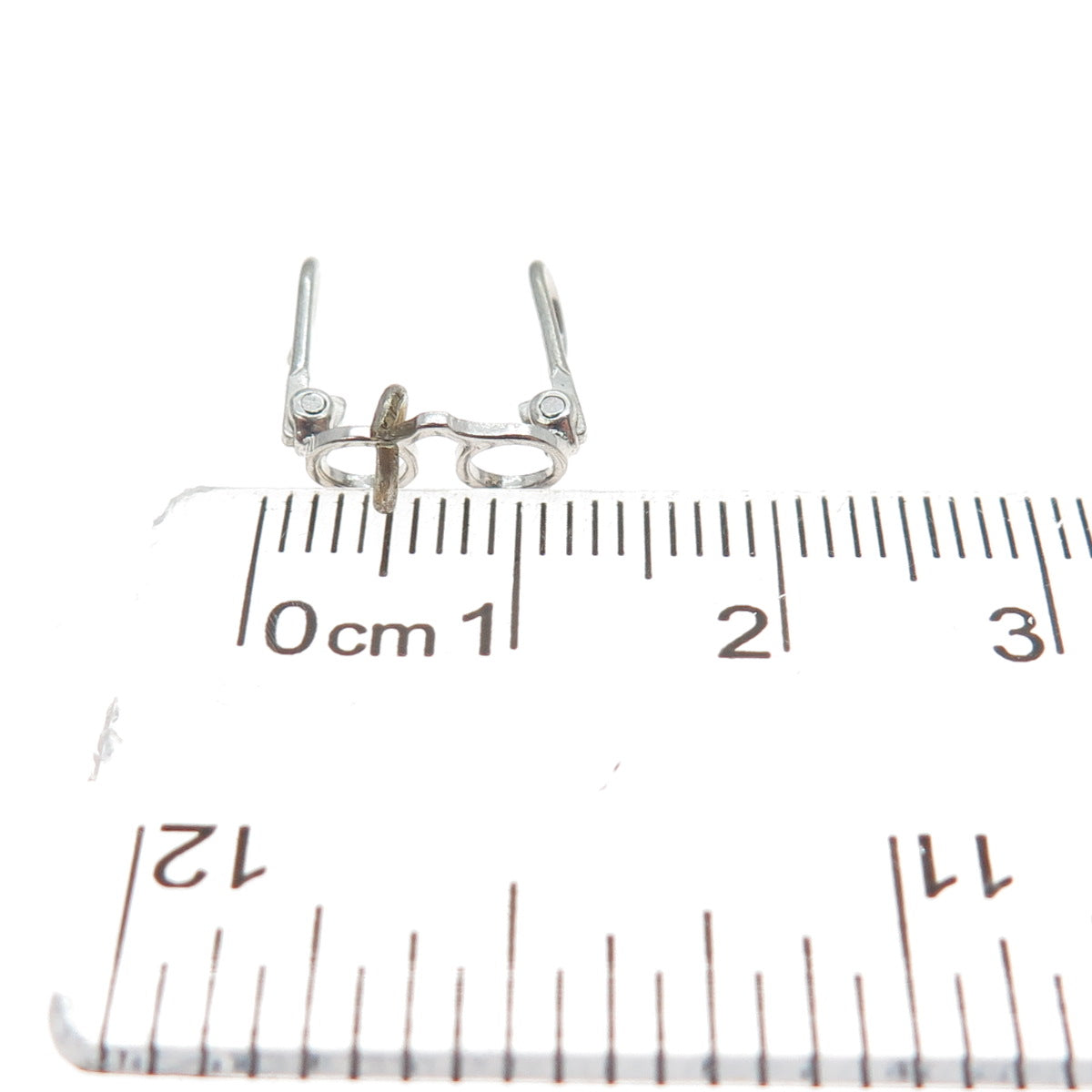 925 Sterling Silver Antique Art Deco Folding Glasses Minimalist 3D Charm Pendant