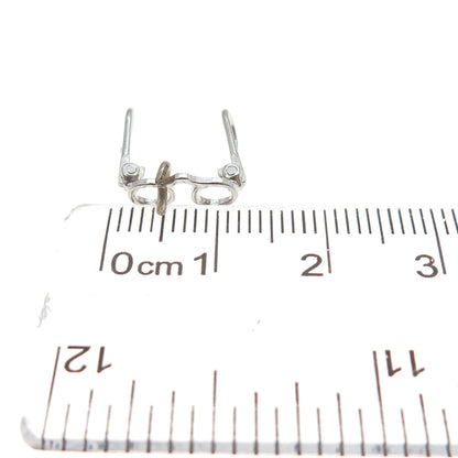 925 Sterling Silver Antique Art Deco Folding Glasses Minimalist 3D Charm Pendant