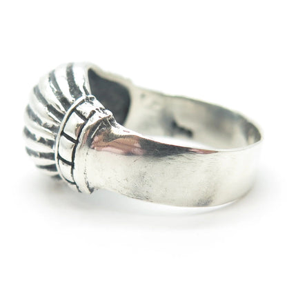 925 Sterling Silver Vintage Ribbed Ring Size 9.5