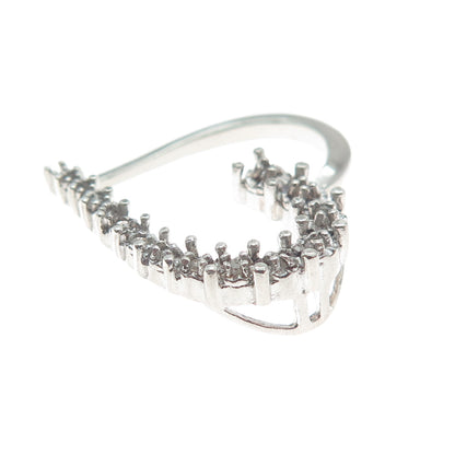 CHARLES WINSTON 925 Sterling Silver Real Round-Cut Diamond Heart Slide Pendant