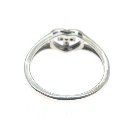 925 Sterling Silver Round-Cut C Z Heart Cross Ring Size 4.25