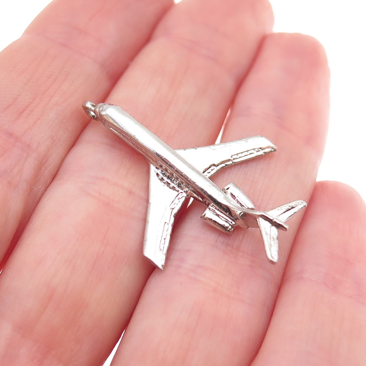 Wells 925 Sterling Silver Vintage Airplane 3D Charm Pendant
