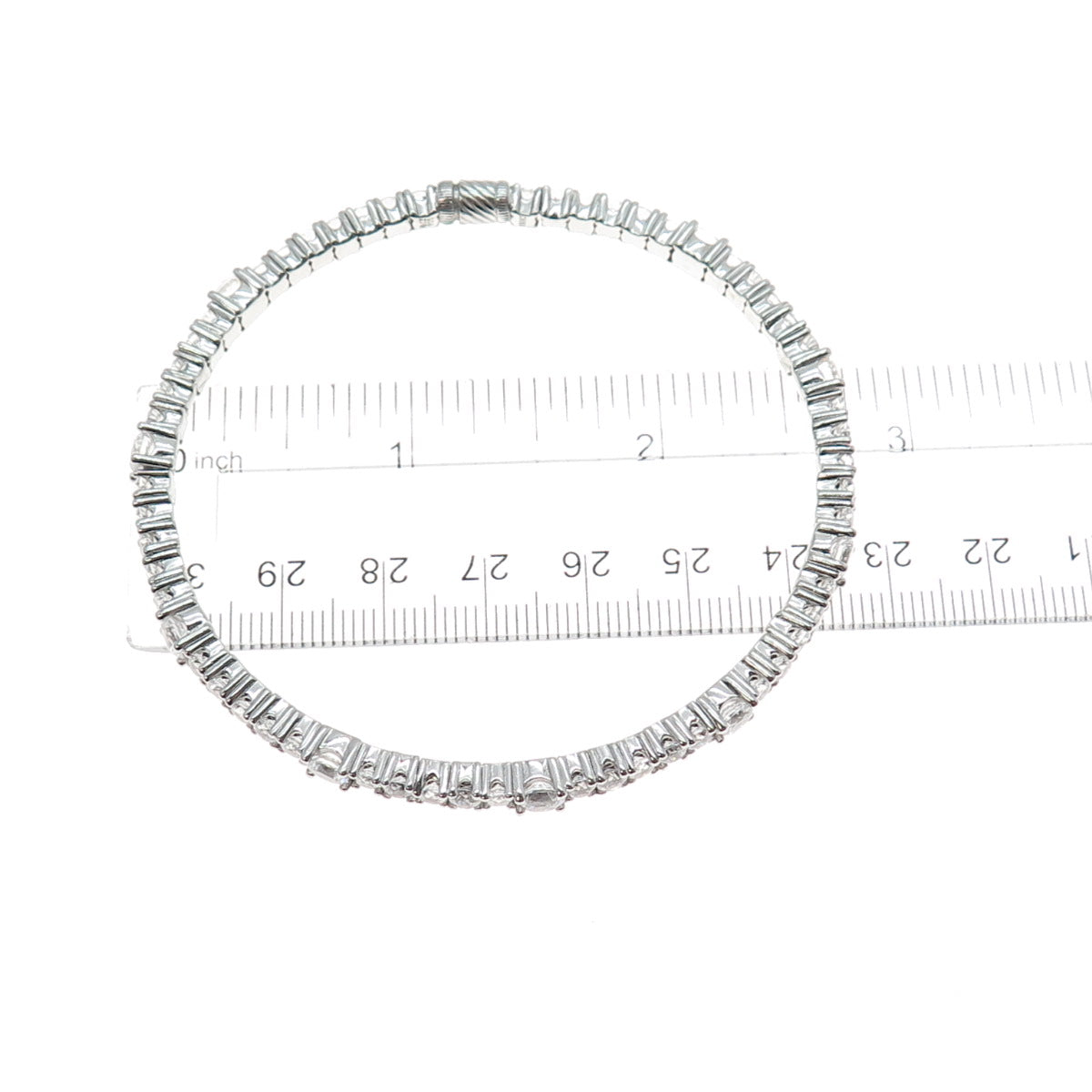 925 Sterling Silver Round-Cut C Z Tennis Link Bangle Bracelet 7.75"