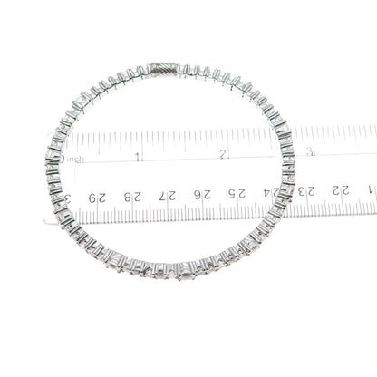 925 Sterling Silver Round-Cut C Z Tennis Link Bangle Bracelet 7.75"