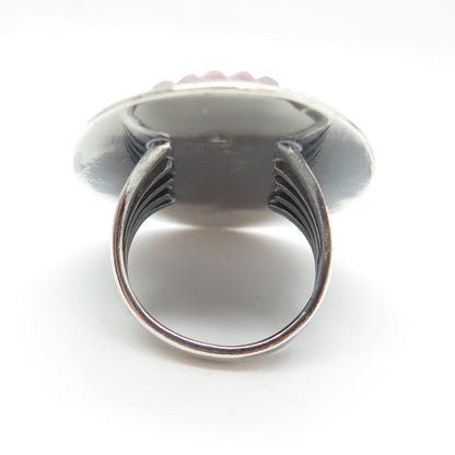 CERRO BLANCO 925 Sterling Silver Vintage Mexico Real Rhodonite Ring Size 5.25