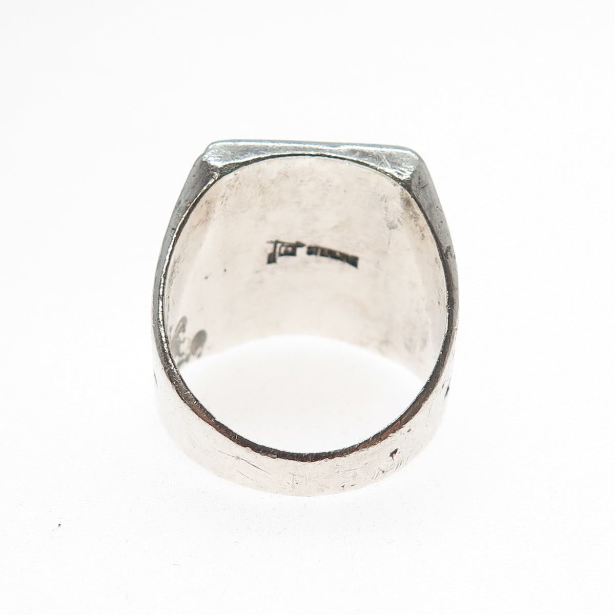 Bell Trading Post Old Pawn Sterling Silver Vintage Agate Tribal Ring Size 8.75