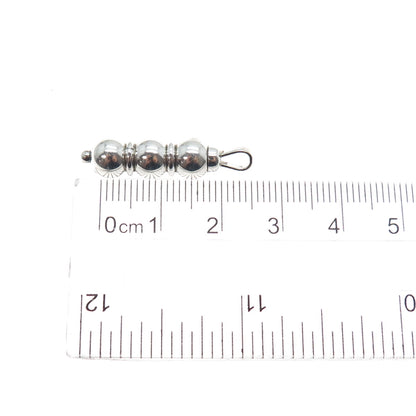 925 Sterling Silver Vintage Baby Beaded Rattle Minimalist 3D Charm Pendant
