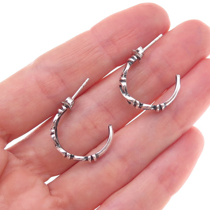 925 Sterling Silver Vintage Infinity Oxidized Hoop Earrings