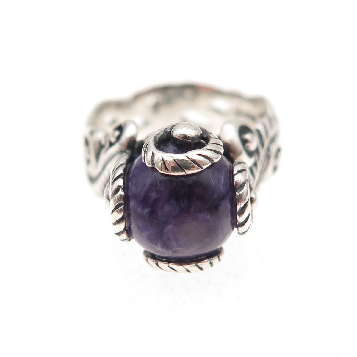 Carolyn Pollack 925 Sterling Silver Vintage Real Charoite Swirl Ring Size 5.25