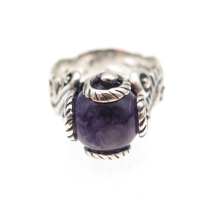 Carolyn Pollack 925 Sterling Silver Vintage Real Charoite Swirl Ring Size 5.25