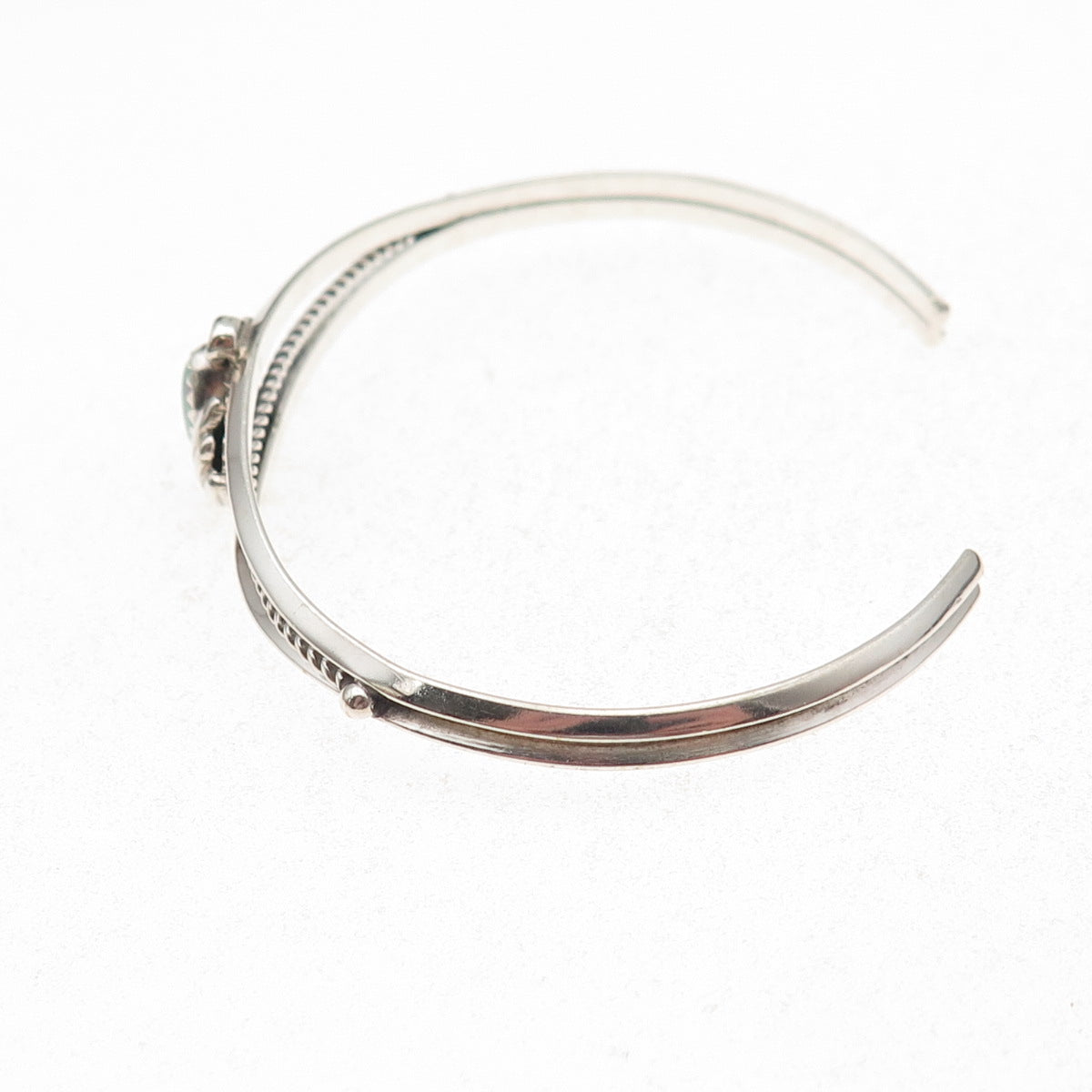 925 Sterling Silver Vintage Southwestern Real Opal Floral Adjustable Bracelet 6"