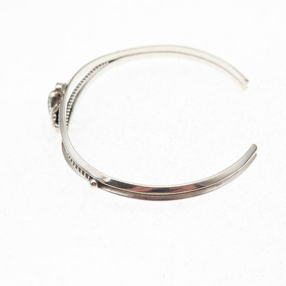 925 Sterling Silver Vintage Southwestern Real Opal Floral Adjustable Bracelet 6"
