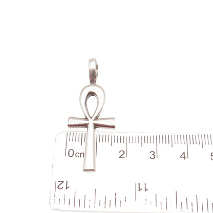 SUNWEST 925 Sterling Silver Vintage Egyptian Ankh Oxidized Charm Pendant