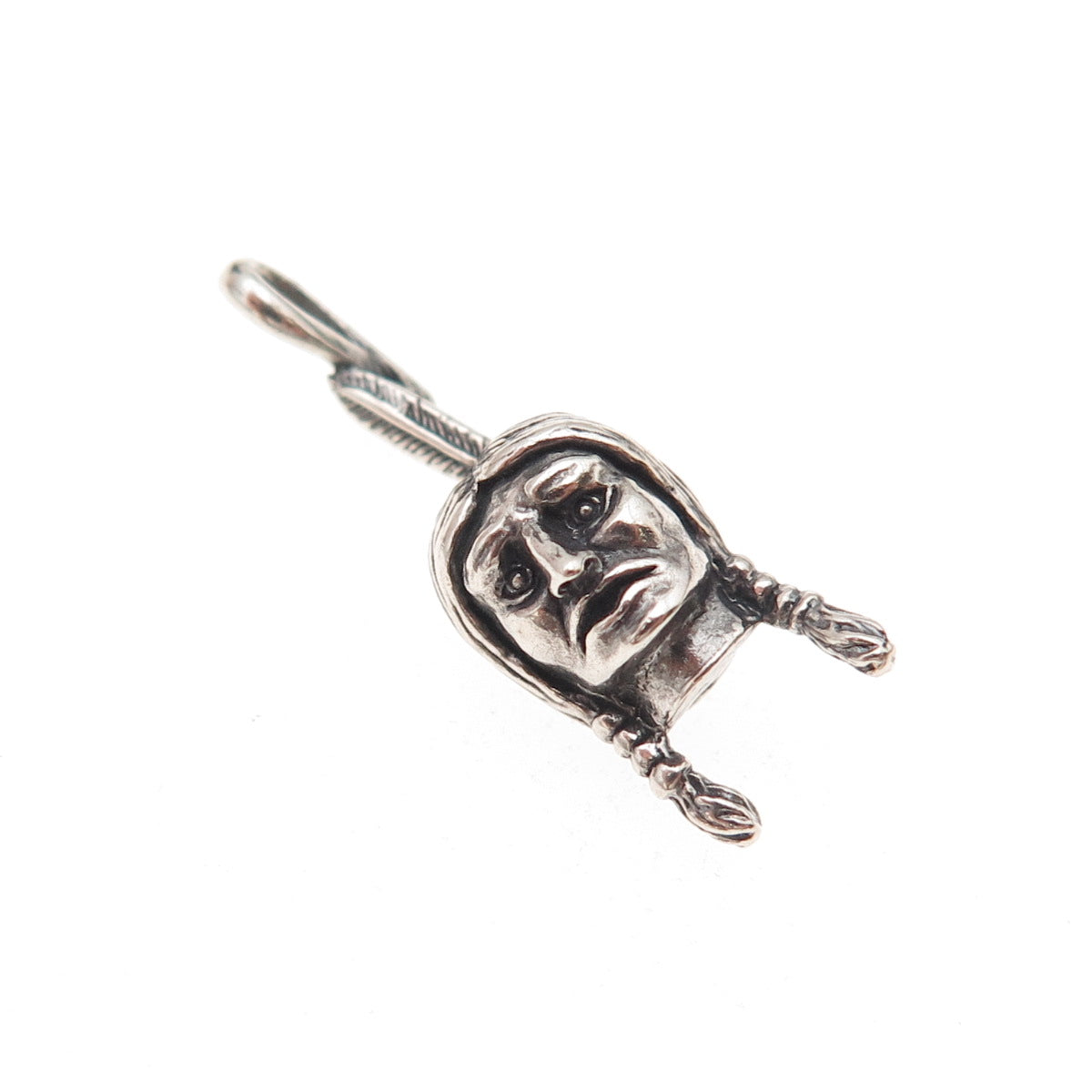 Old Pawn 925 Sterling Silver Vintage Southwestern Indian Chief Charm Pendant