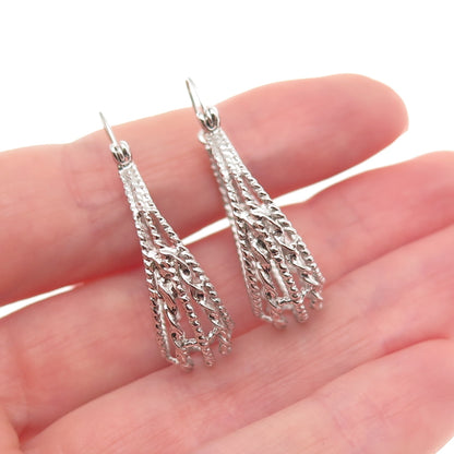 925 Sterling Silver Vintage Twisted Crescent Hoop Dangle Earrings
