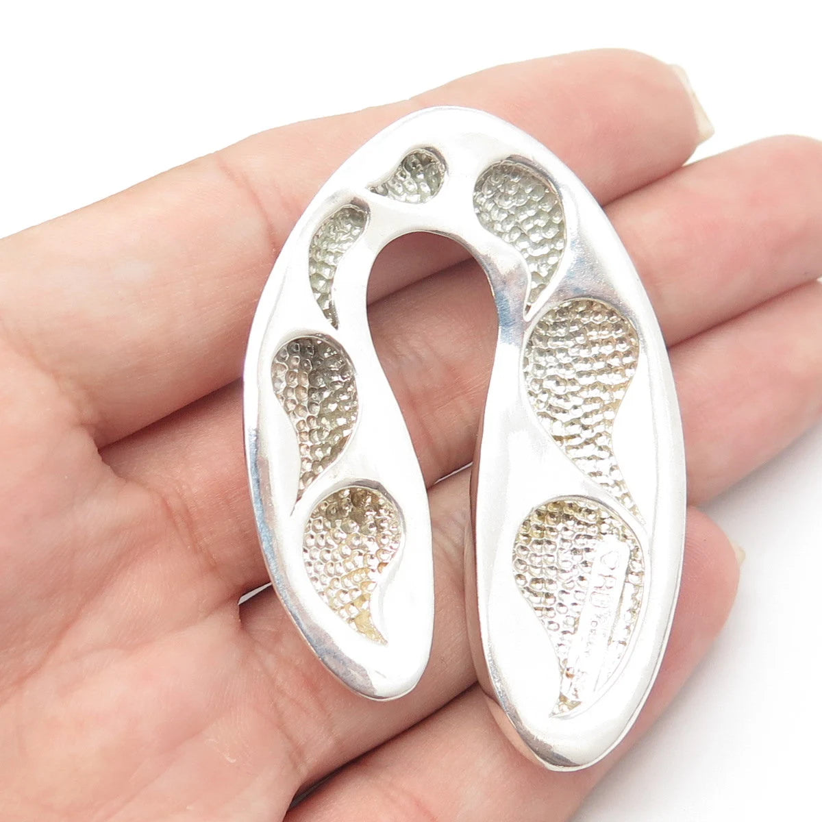 925 Sterling Silver Vintage Double Teardrop Modernist Pendant