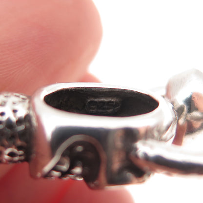 925 Sterling Silver Vintage Flaming Skeleton Key Oxidized Pendant