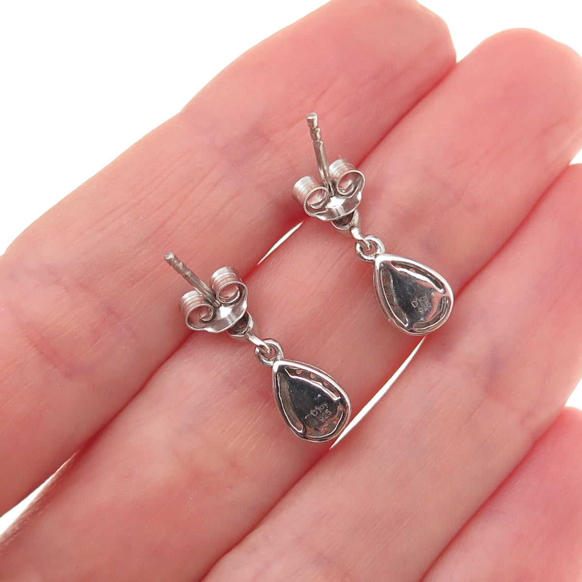 D'Joy 925 Sterling Silver Real Tanzanite & White Topaz Teardrop Dangle Earrings