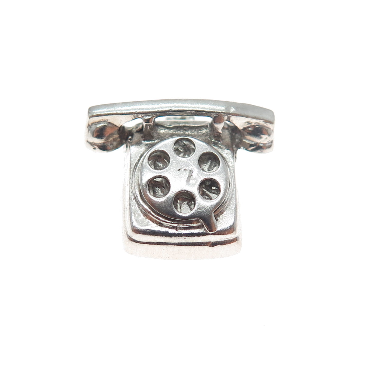 M&M MARK MERCY 925 Sterling Vintage Retro Rotary Phone Movable Mini 3D Pendant