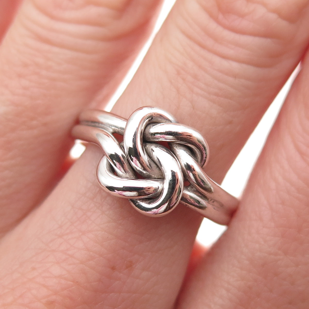 925 Sterling Silver Vintage Double Love Knot Oxidized Ring Size 8.75